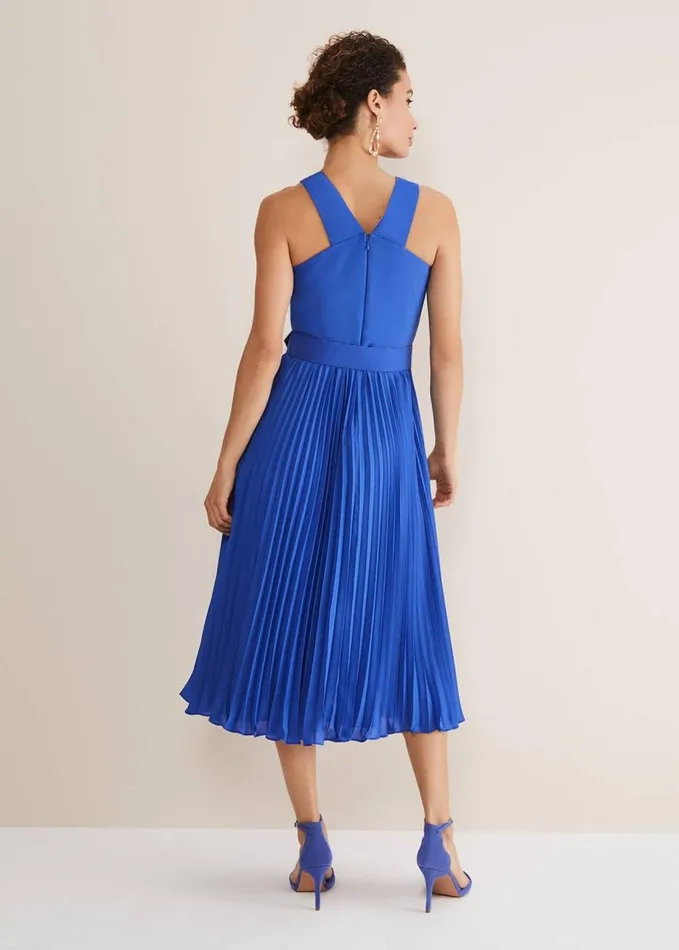 Phase Eight Yas Blue Halterneck Midi Dress Azure Blue Women Dresses