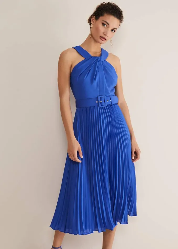 Phase Eight Yas Blue Halterneck Midi Dress Azure Blue Women Dresses