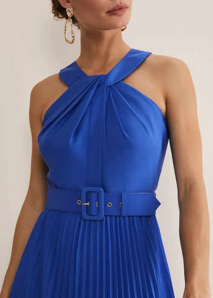 Phase Eight Yas Blue Halterneck Midi Dress Azure Blue Women Dresses