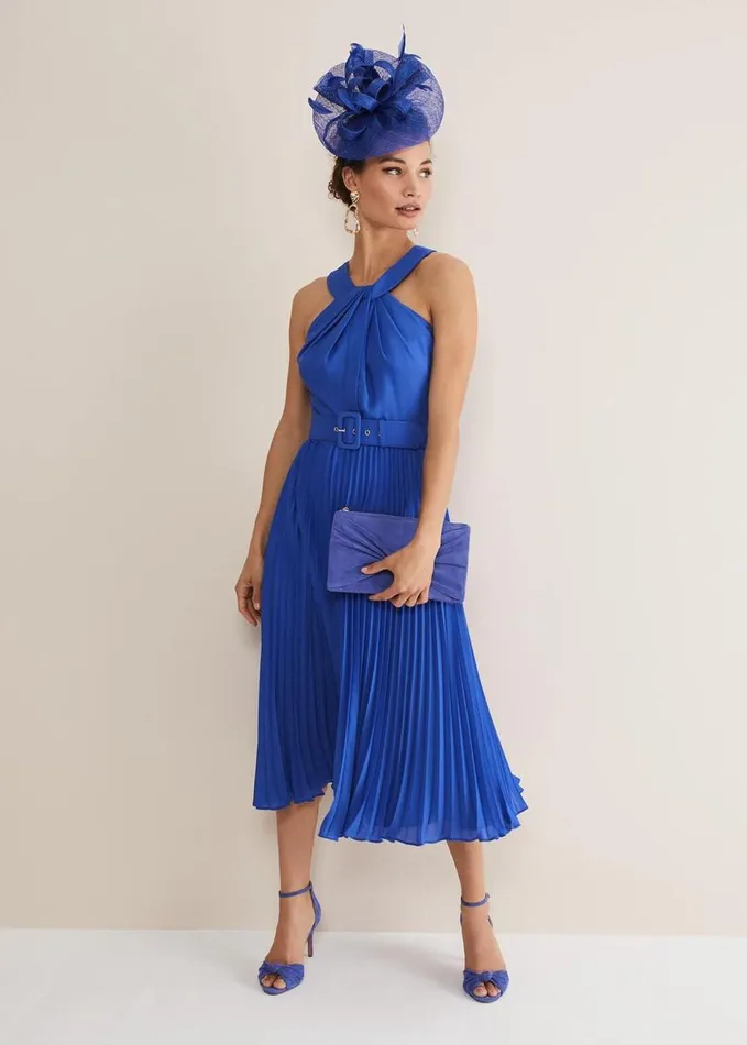 Phase Eight Yas Blue Halterneck Midi Dress Azure Blue Women Dresses