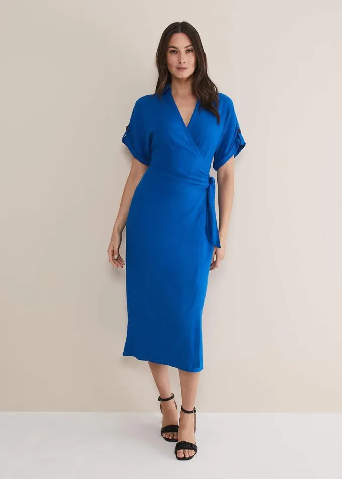 Phase Eight Yasse Linen Shirt Dress Blue Women Dresses