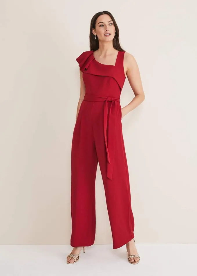 Phase Eight Zelda Belted Jumpsuit Oxblood Women Dresses