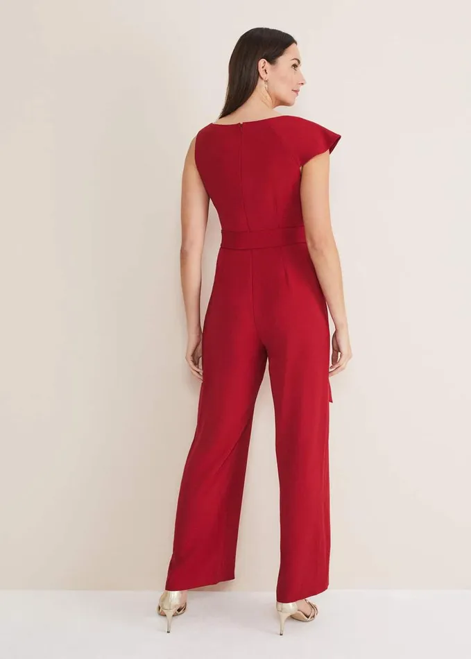 Phase Eight Zelda Belted Jumpsuit Oxblood Women Dresses