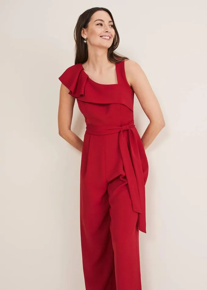 Phase Eight Zelda Belted Jumpsuit Oxblood Women Dresses