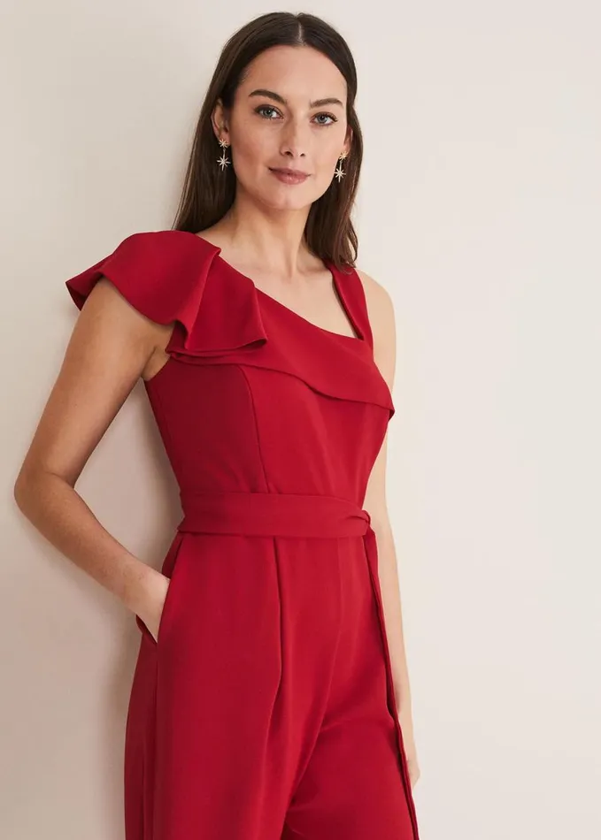 Phase Eight Zelda Belted Jumpsuit Oxblood Women Dresses