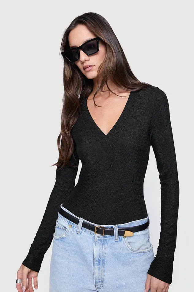 Rebecca Minkoff Alyssa Bodysuit Black Women Tops