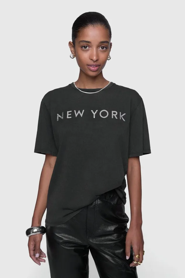 Rebecca Minkoff Athena Bf TShirt Acid Wash Black Women Tops
