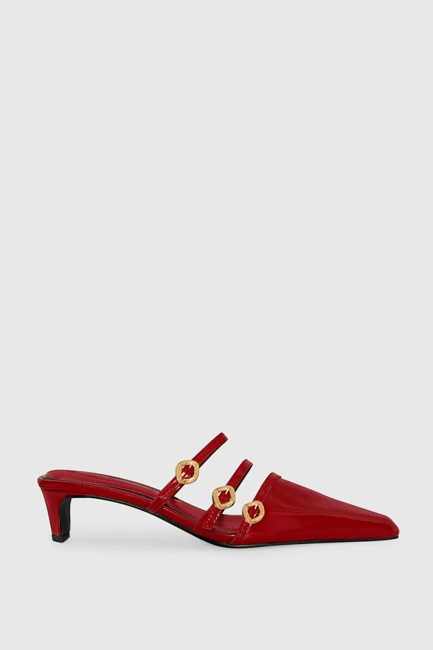 Rebecca Minkoff Buckle Kitten Mule Seduction Red Women