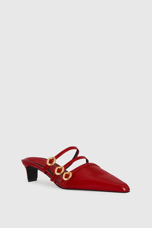 Rebecca Minkoff Buckle Kitten Mule Seduction Red Women