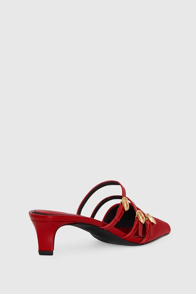 Rebecca Minkoff Buckle Kitten Mule Seduction Red Women