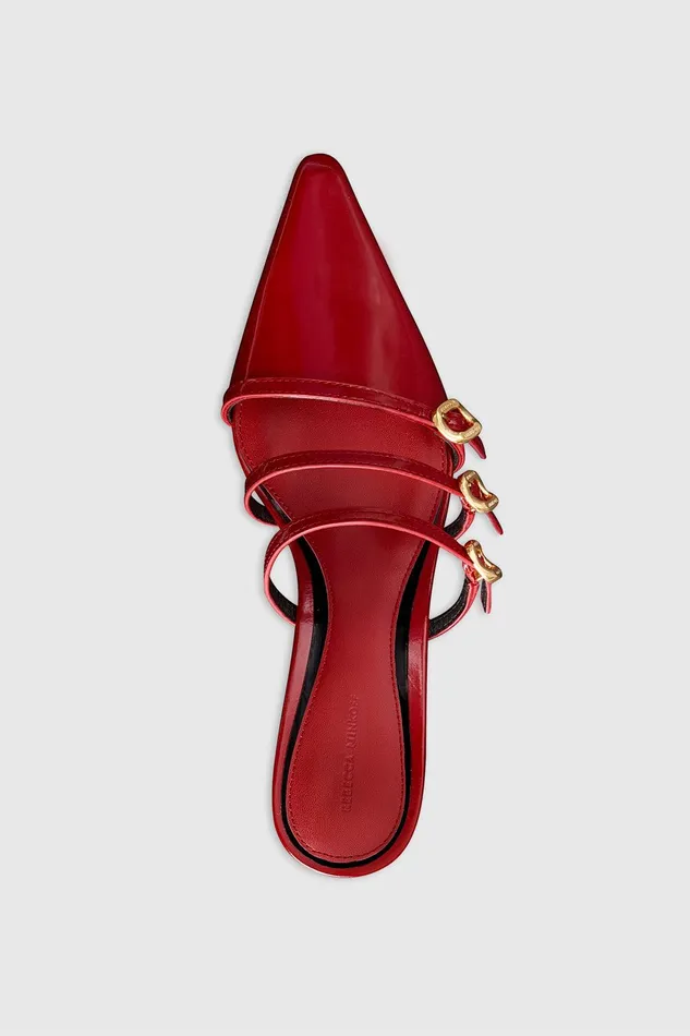 Rebecca Minkoff Buckle Kitten Mule Seduction Red Women