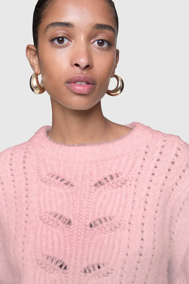 Rebecca Minkoff Campbell Puff Sweater Blush Women Tops
