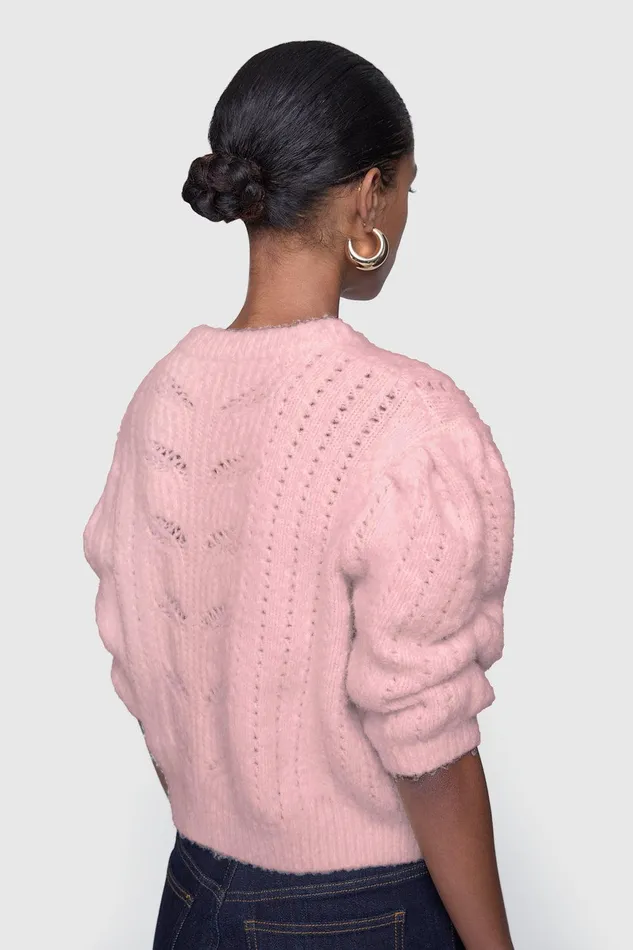 Rebecca Minkoff Campbell Puff Sweater Blush Women Tops