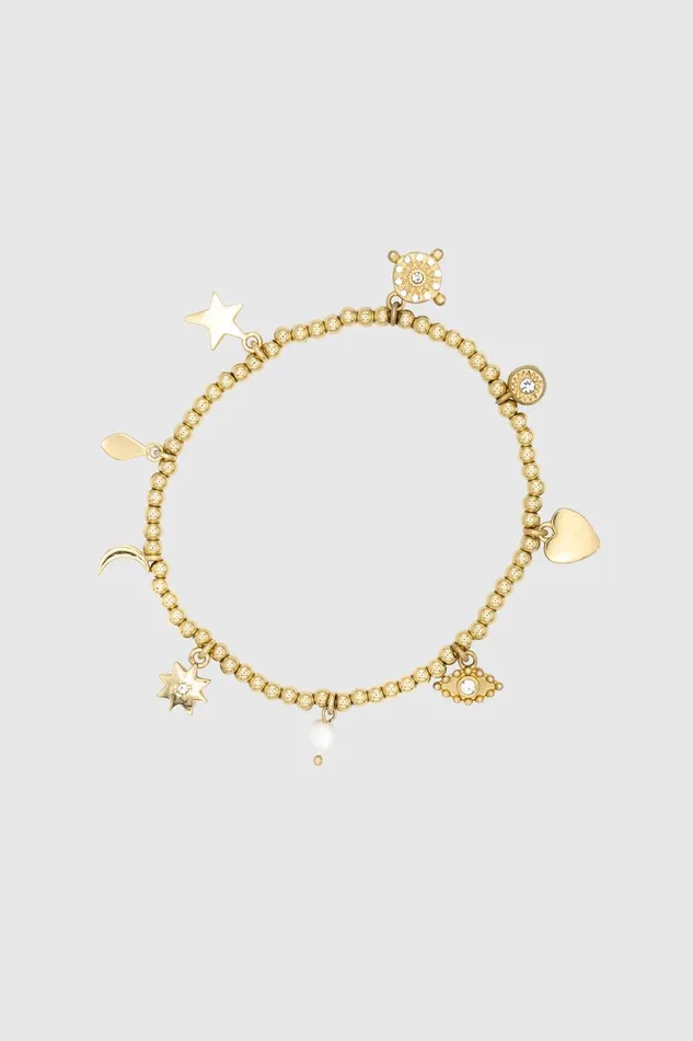 Rebecca Minkoff Celestial Hearts and Crystal Charm Beaded Bracelet Women Jewelry