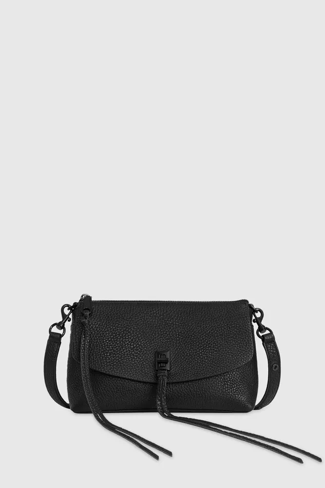 Rebecca Minkoff Darren Top Zip Crossbody Blackblack Shellac Women Crossbody Bags