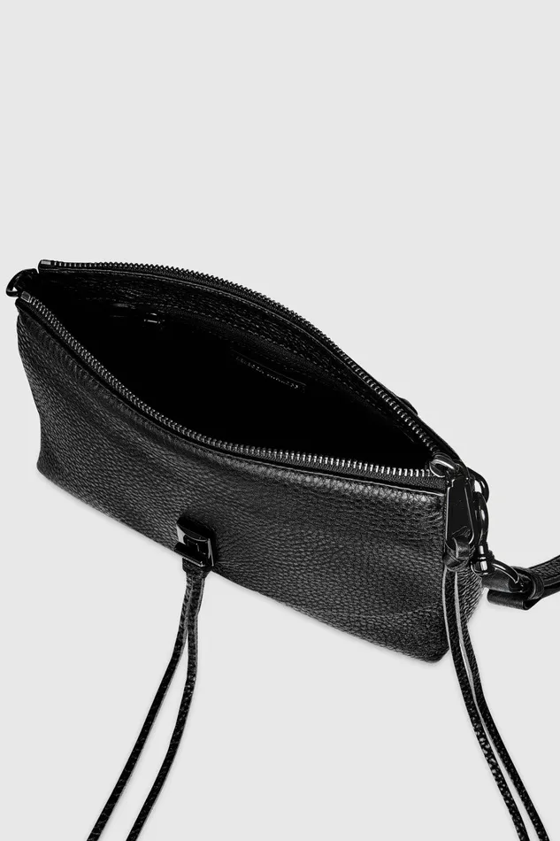 Rebecca Minkoff Darren Top Zip Crossbody Blackblack Shellac Women Crossbody Bags