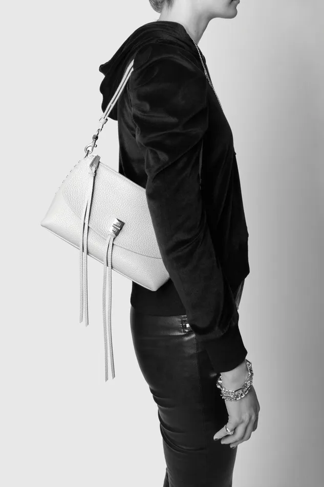 Rebecca Minkoff Darren Top Zip Crossbody Blackblack Shellac Women Crossbody Bags