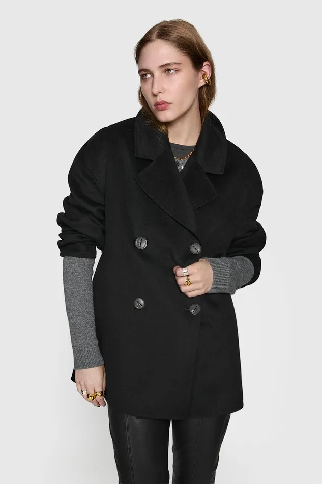 Rebecca Minkoff Double Face Wool Peacoat Black Women Outerwear