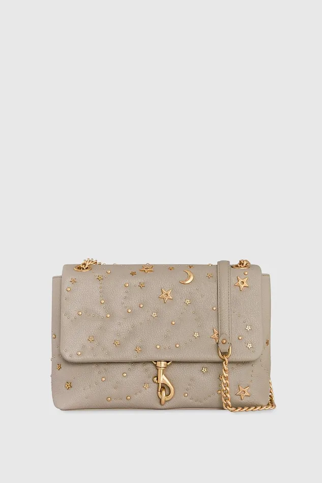 Rebecca Minkoff Edie Flap Shoulder With Celestial Studs Oyster Women Shoulder Bags