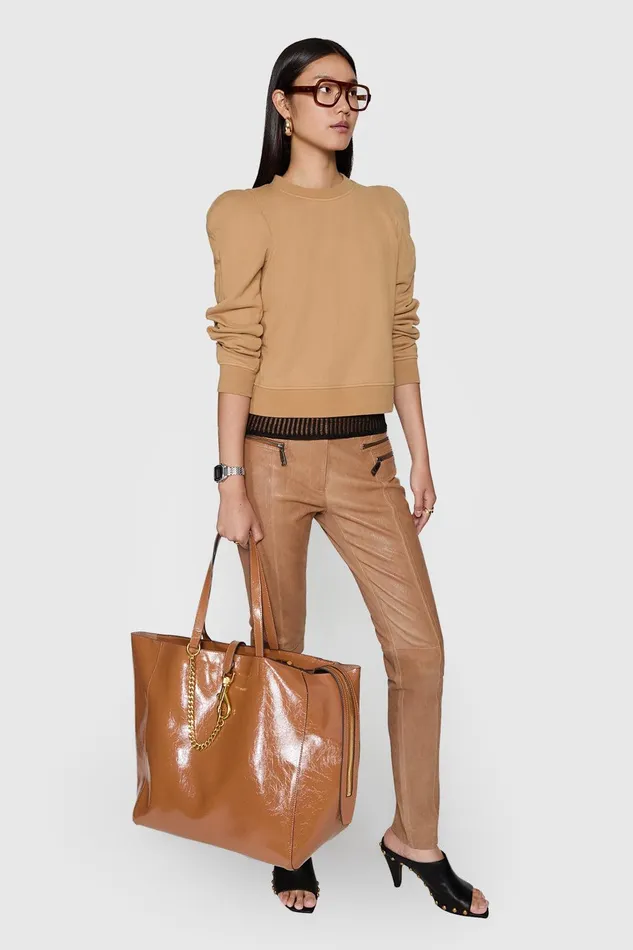 Rebecca Minkoff Jade Sculpted Sweatshirt Oat Women Sweaters and Sweatshirts