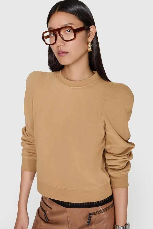 Rebecca Minkoff Jade Sculpted Sweatshirt Oat Women Sweaters and Sweatshirts