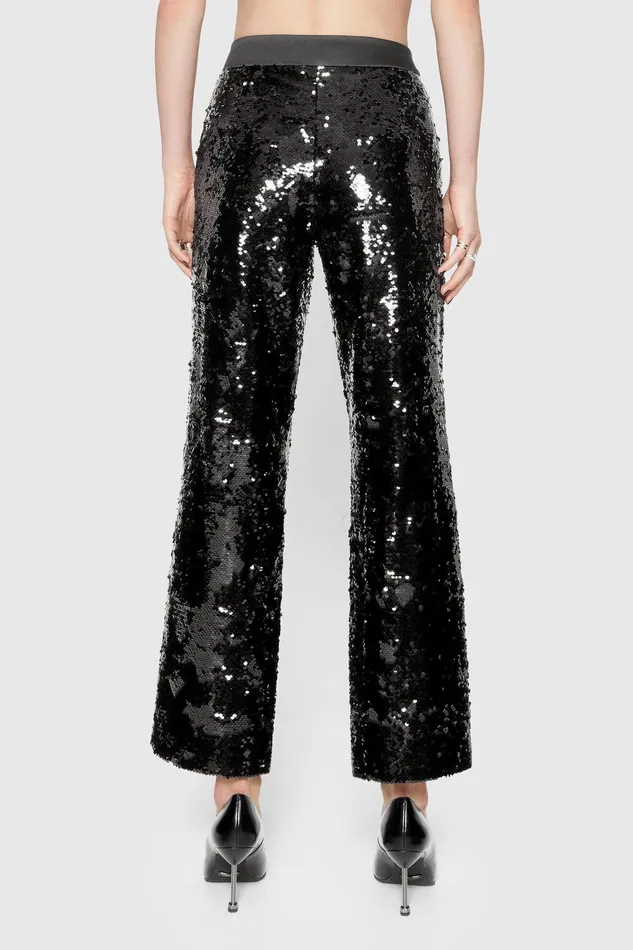 Rebecca Minkoff Jane Sequin Trouser Black Women Bottoms Rebecca Minkoff Jane Sequin Trouser Black Women Bottoms