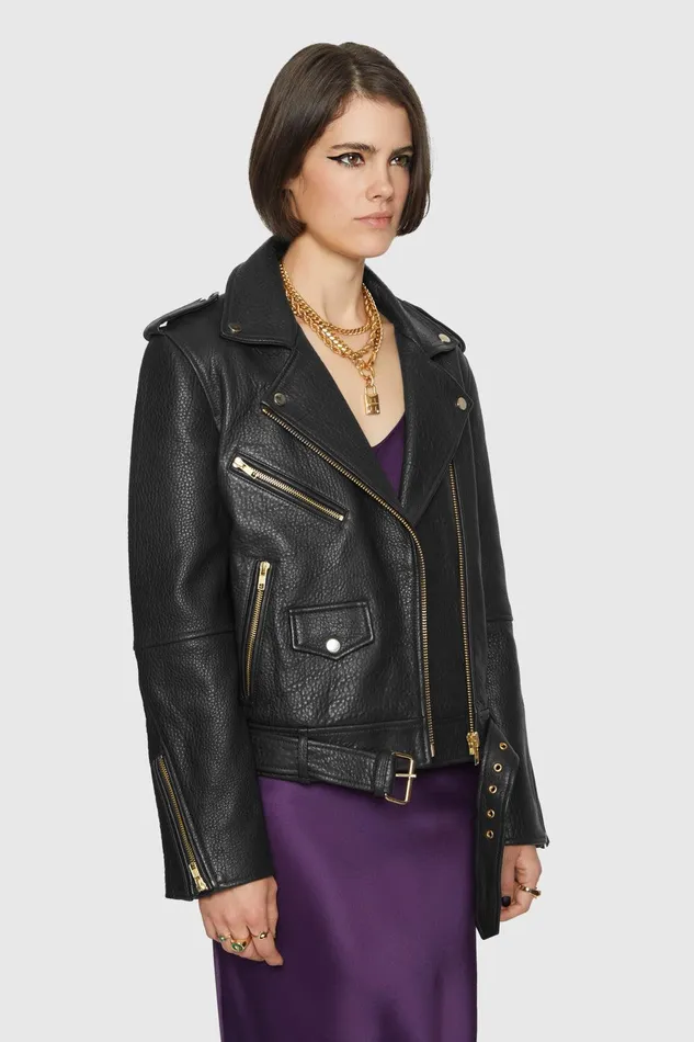Rebecca Minkoff Jett Moto Black Women Leather