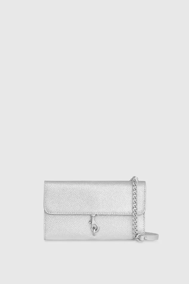 Rebecca Minkoff Megan Wallet On Chain Silver Women Wallets