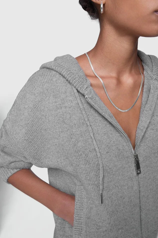 Rebecca Minkoff Quinn Zip Hoodie Heather Grey Women Tops