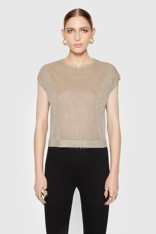 Rebecca Minkoff Scarlett Lurex Top Lurex Gold Women Tops
