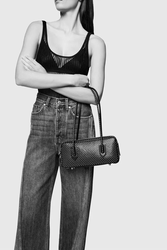 Rebecca Minkoff The Brief Studded Shoulder Black Women Shoulder Bags