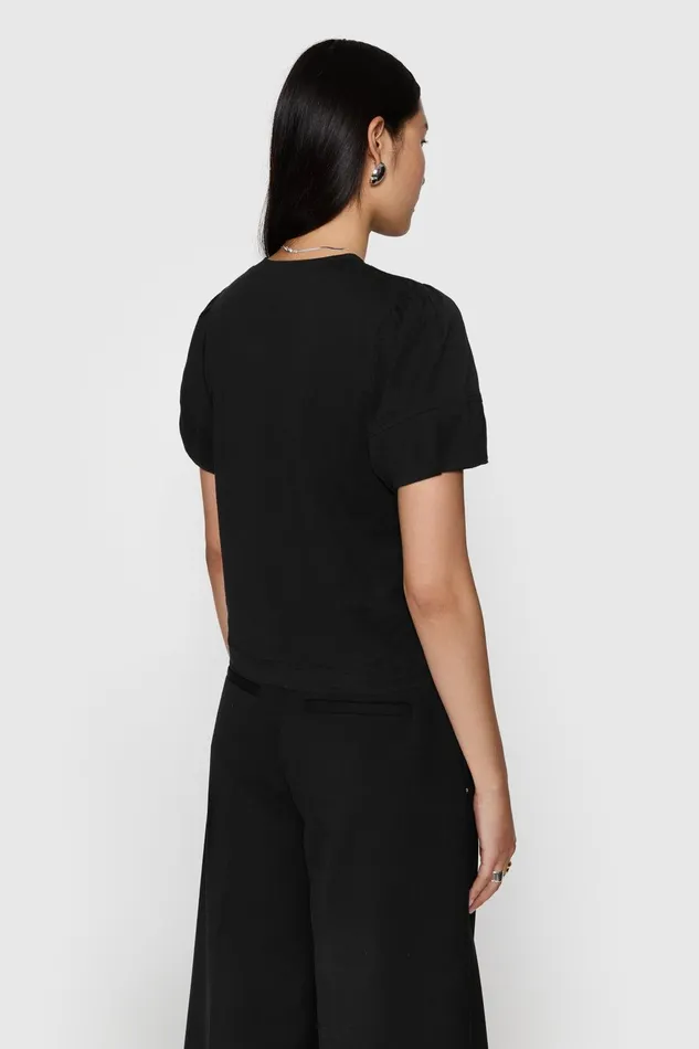 Rebecca Minkoff Val Puffed Sleeve Tee Black Women Tops