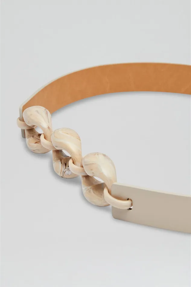 RESIN CHUNKY TRIM BELT 25 OYSTER Belts Scanlan Theodore Women RESIN CHUNKY TRIM BELT 25 OYSTER Belts Scanlan Theodore Women