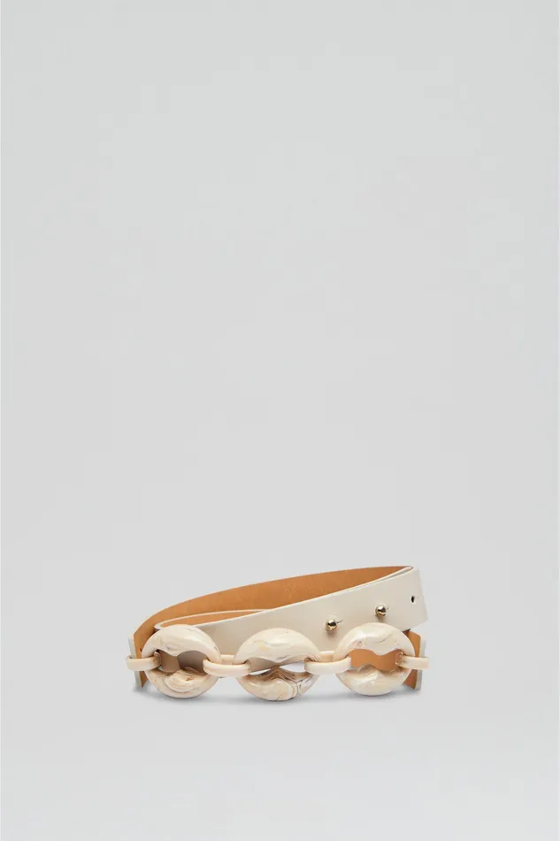 RESIN CHUNKY TRIM BELT 25 OYSTER Belts Scanlan Theodore Women RESIN CHUNKY TRIM BELT 25 OYSTER Belts Scanlan Theodore Women