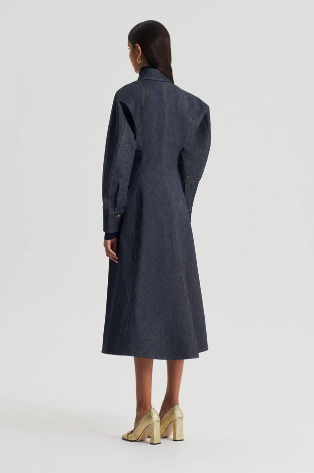 Scanlan Theodore Denim Women DENIM COCOON SLEEVE MIDI DRESS INDIGO B Scanlan Theodore Denim Women DENIM COCOON SLEEVE MIDI DRESS INDIGO B