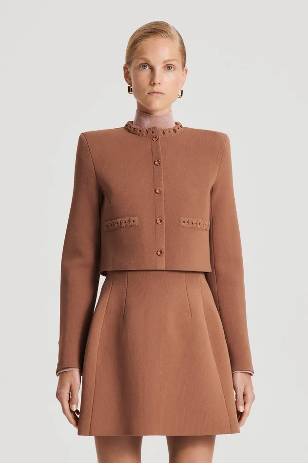 Scanlan Theodore Jackets Women CREPE KNIT DAISY CROP JACKET SPICE Scanlan Theodore Jackets Women CREPE KNIT DAISY CROP JACKET SPICE