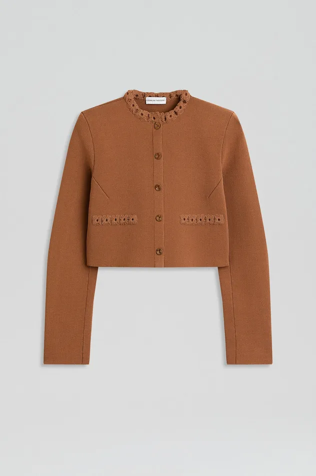 Scanlan Theodore Jackets Women CREPE KNIT DAISY CROP JACKET SPICE Scanlan Theodore Jackets Women CREPE KNIT DAISY CROP JACKET SPICE