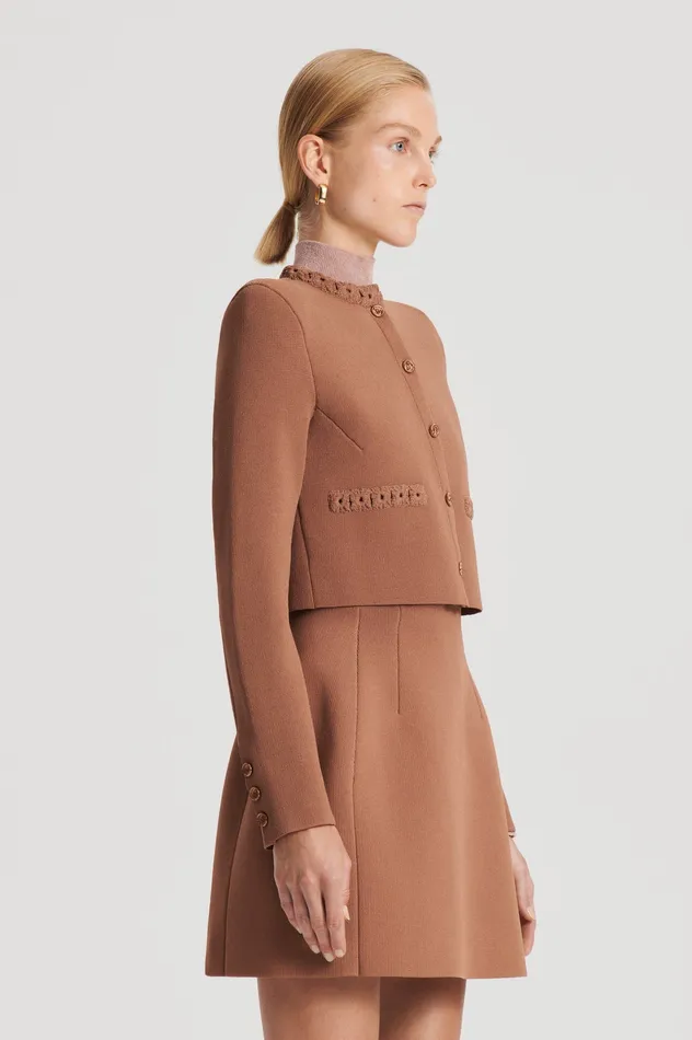 Scanlan Theodore Jackets Women CREPE KNIT DAISY CROP JACKET SPICE Scanlan Theodore Jackets Women CREPE KNIT DAISY CROP JACKET SPICE