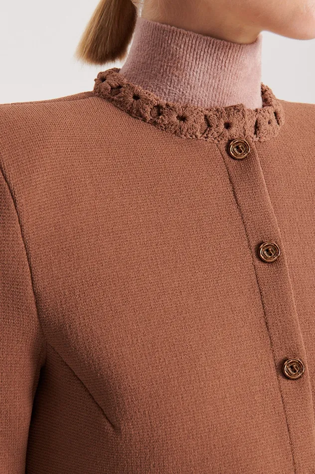 Scanlan Theodore Jackets Women CREPE KNIT DAISY CROP JACKET SPICE Scanlan Theodore Jackets Women CREPE KNIT DAISY CROP JACKET SPICE