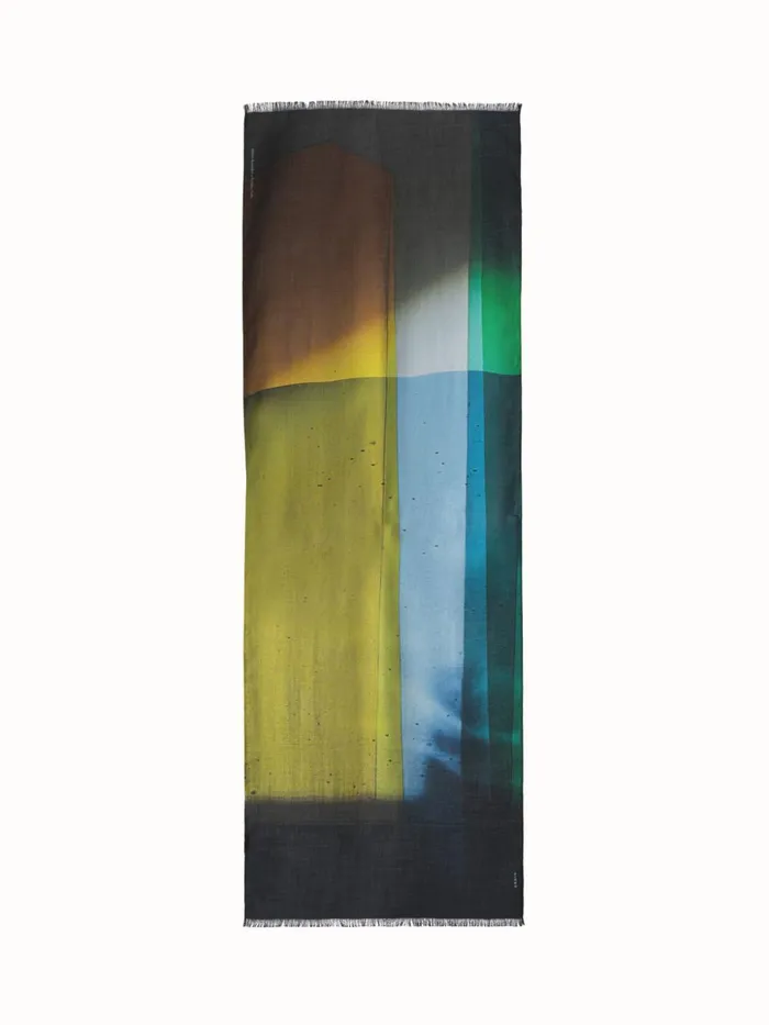 Scarf In Cashmere And Silk With Mimosa Liquid Light Print Mimosamulticolor Women Akris Cashmere