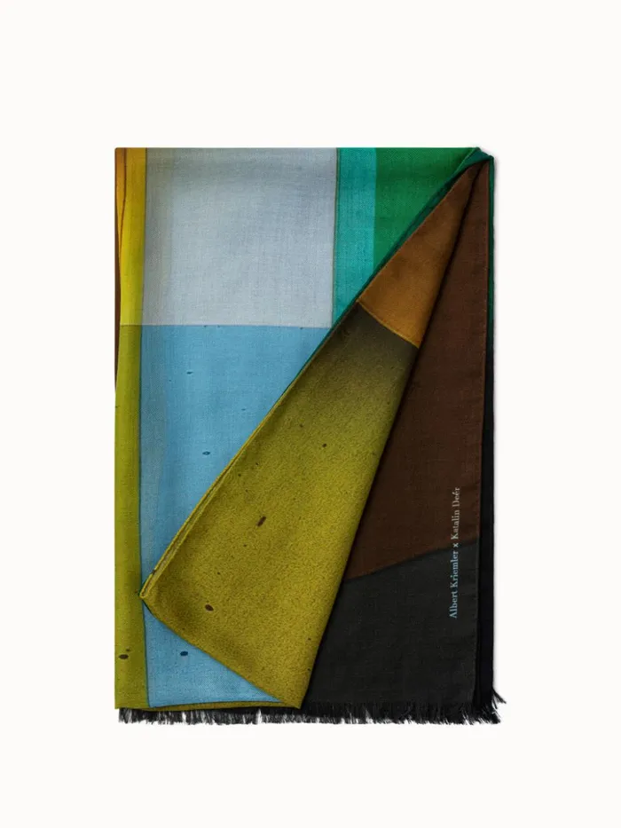 Scarf In Cashmere And Silk With Mimosa Liquid Light Print Mimosamulticolor Women Akris Collector Scarves Scarf In Cashmere And Silk With Mimosa Liquid Light Print Mimosamulticolor Women Akris Collector Scarves
