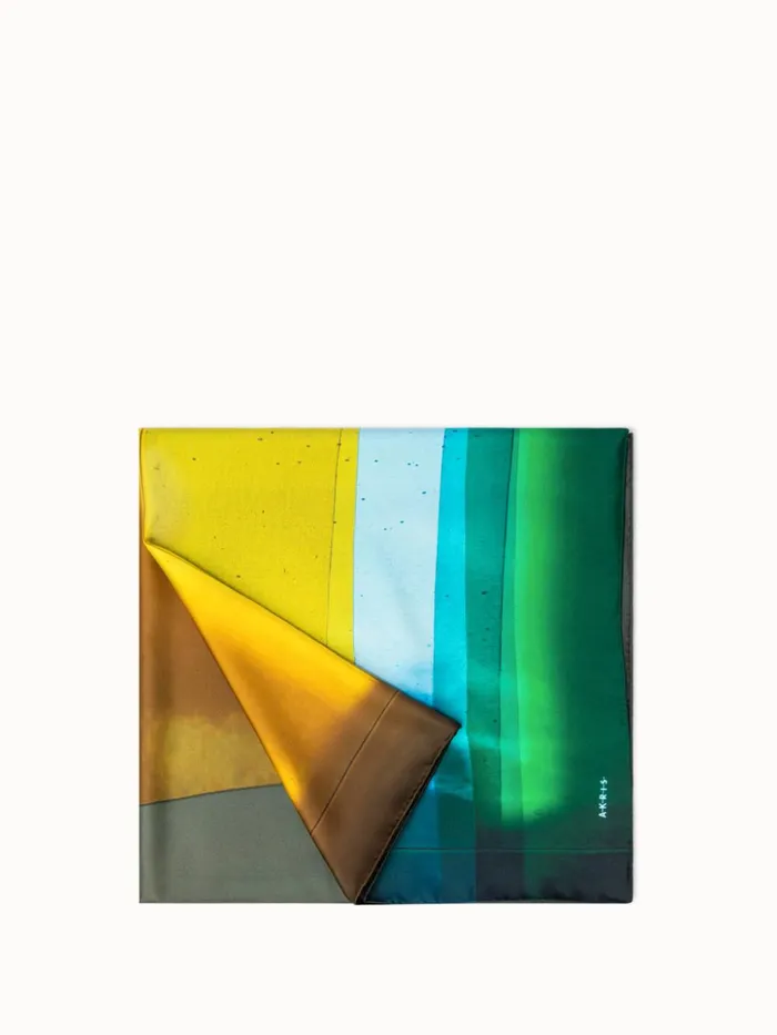 Scarf In Silk With Mimosa Liquid Light Print Multicolor Women Akris Collector Scarves