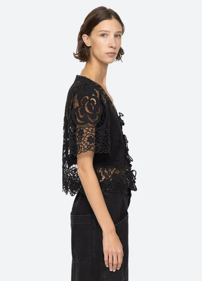 Sea New York Tops Women Gianna Tie Top Black Sea New York Tops Women Gianna Tie Top Black