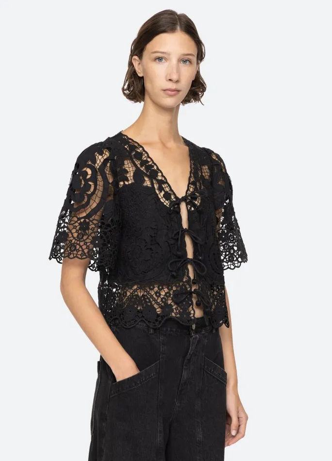 Sea New York Tops Women Gianna Tie Top Black Sea New York Tops Women Gianna Tie Top Black