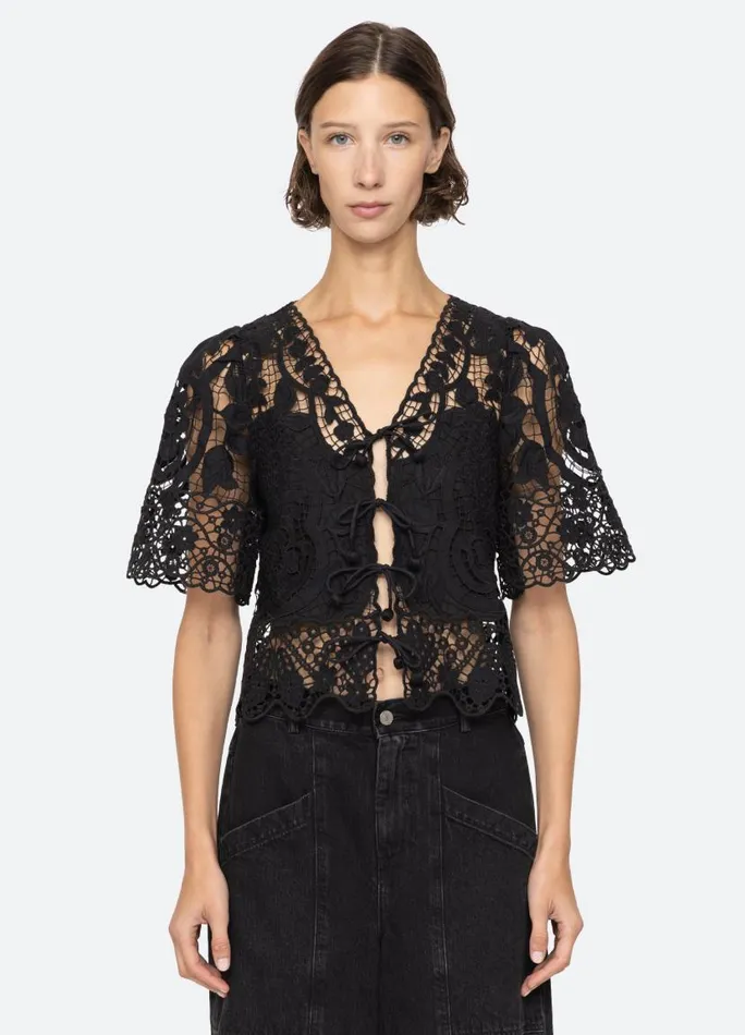 Sea New York Tops Women Gianna Tie Top Black Sea New York Tops Women Gianna Tie Top Black