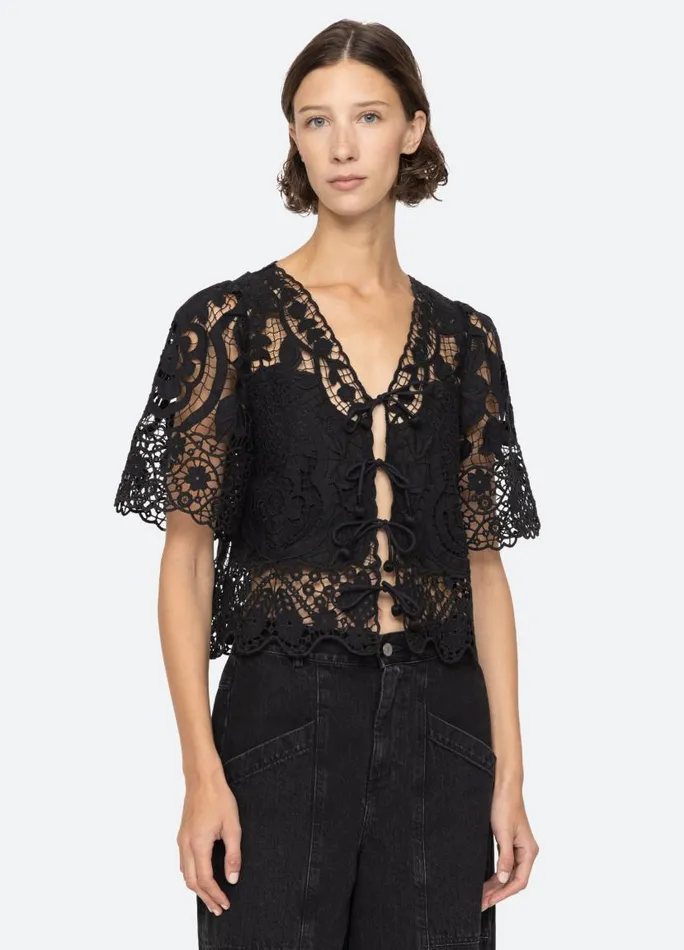 Sea New York Tops Women Gianna Tie Top Black Sea New York Tops Women Gianna Tie Top Black