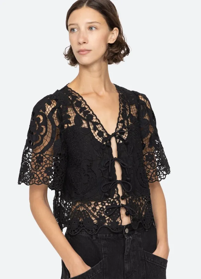 Sea New York Tops Women Gianna Tie Top Black Sea New York Tops Women Gianna Tie Top Black