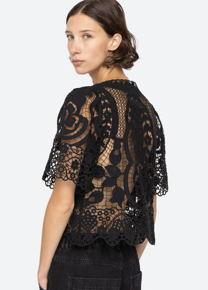 Sea New York Tops Women Gianna Tie Top Black Sea New York Tops Women Gianna Tie Top Black