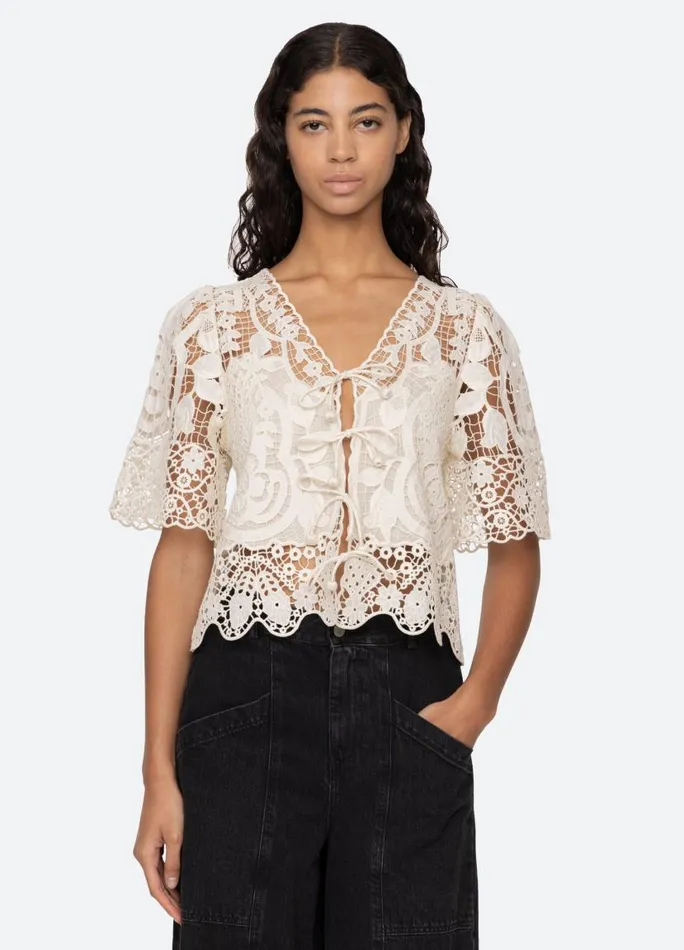 Sea New York Tops Women Gianna Tie Top Black Sea New York Tops Women Gianna Tie Top Black