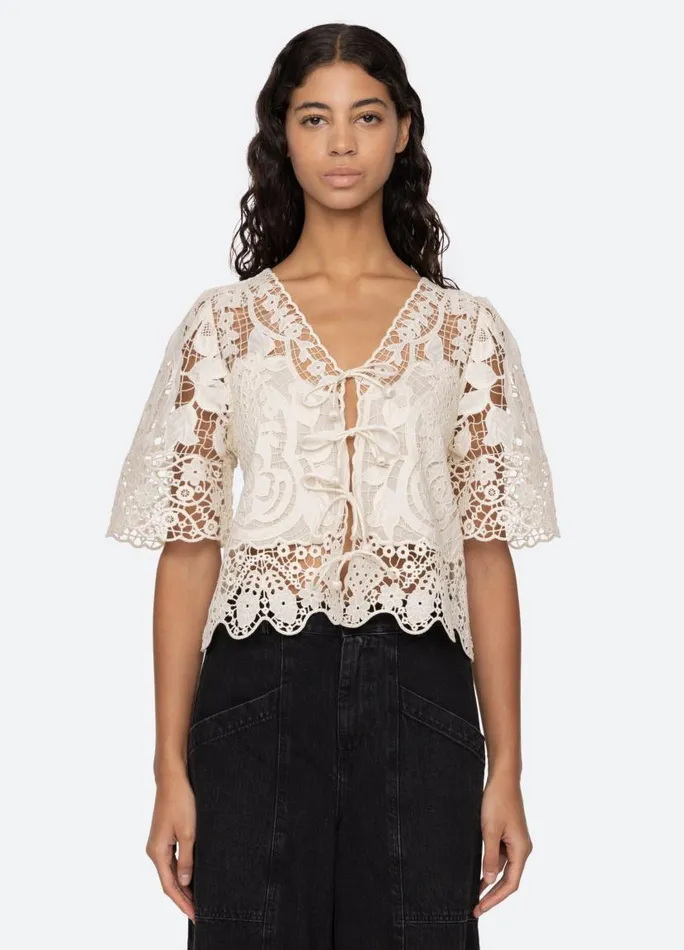 Sea New York Tops Women Gianna Tie Top Black Sea New York Tops Women Gianna Tie Top Black